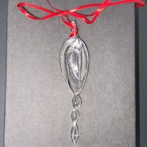 RARE!  Steuben Glass 2001 Twisted Icicle Hand Blown Ornament w/Box & Bag - EUC!